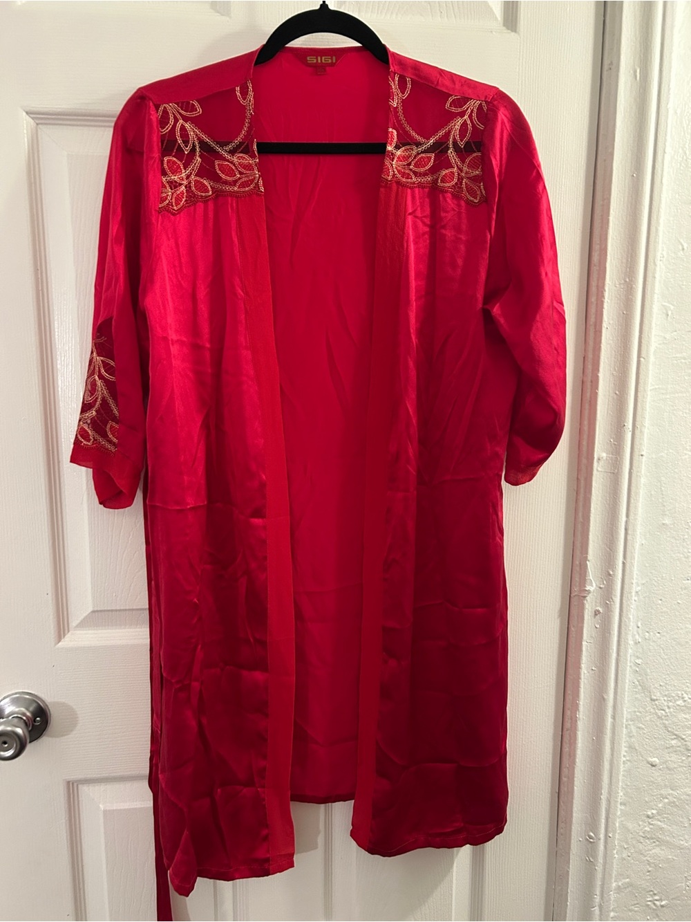 Red silk robe